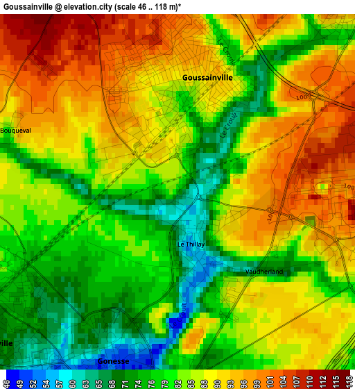 Goussainville elevation map