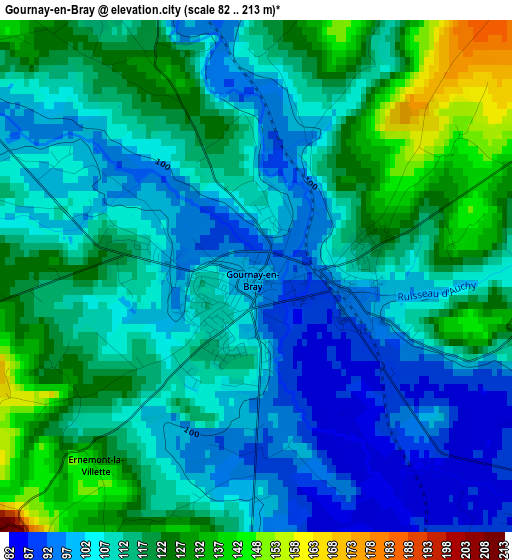 Gournay-en-Bray elevation map