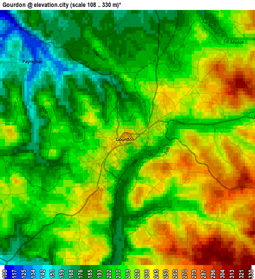 Gourdon elevation map