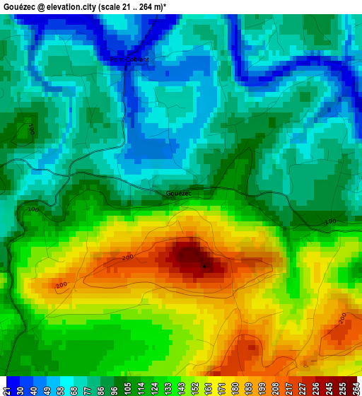 Gouézec elevation map