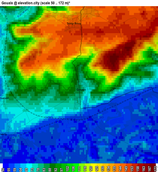 Gouaix elevation map