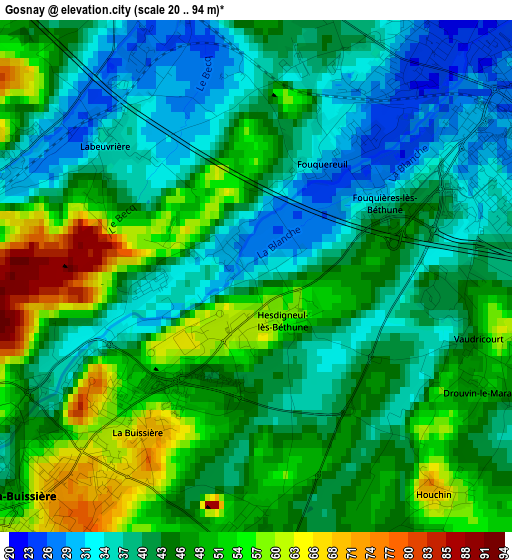 Gosnay elevation map