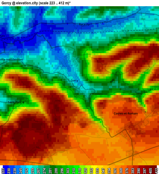 Gorcy elevation map