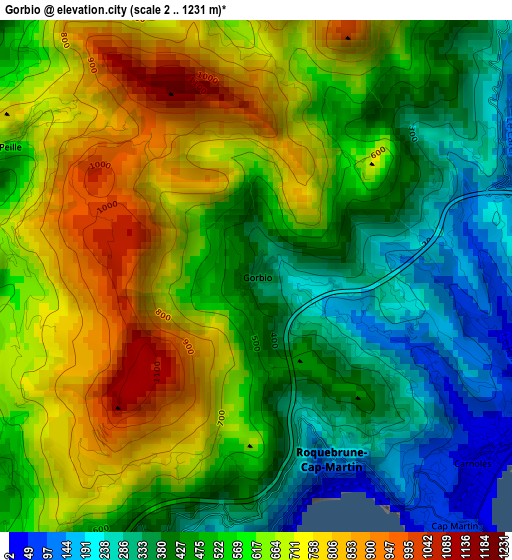 Gorbio elevation map