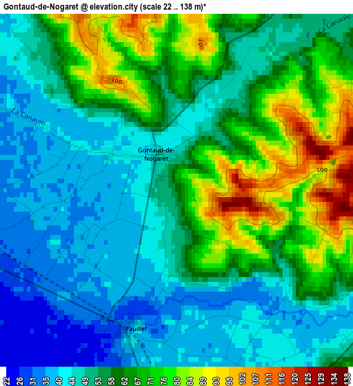 Gontaud-de-Nogaret elevation map