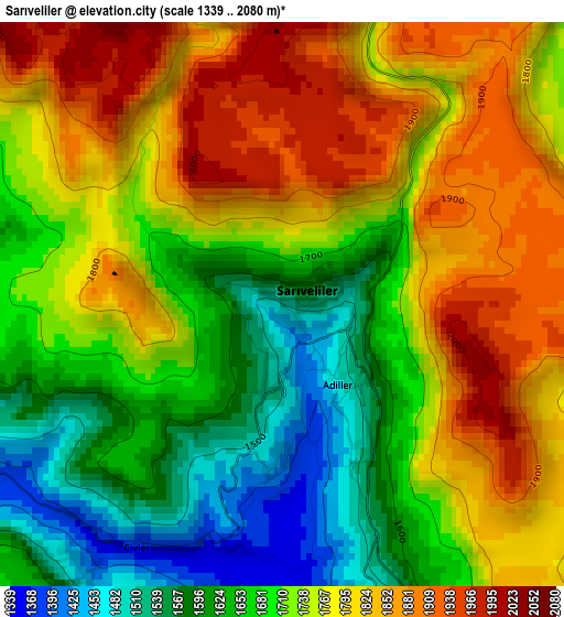 Sarıveliler elevation map