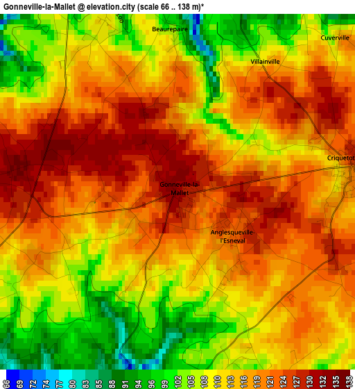 Gonneville-la-Mallet elevation map