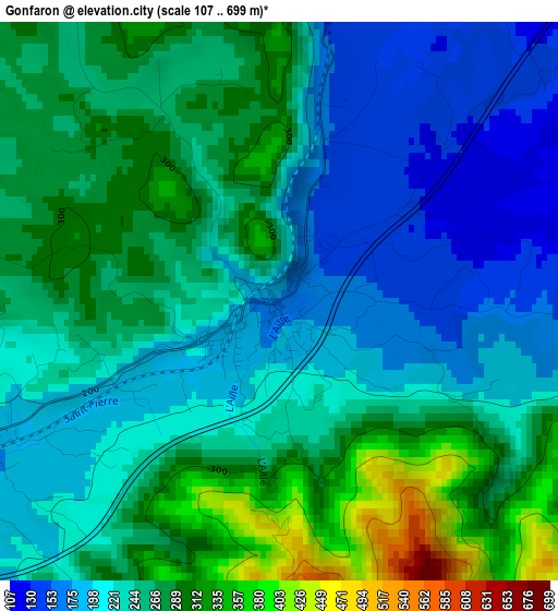 Gonfaron elevation map