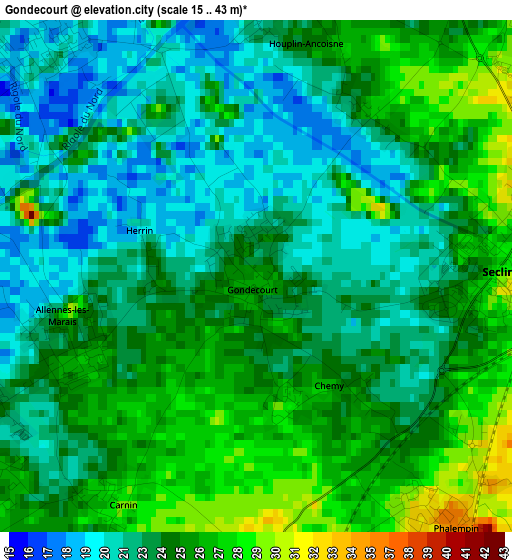 Gondecourt elevation map