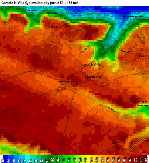 Gometz-la-Ville elevation map