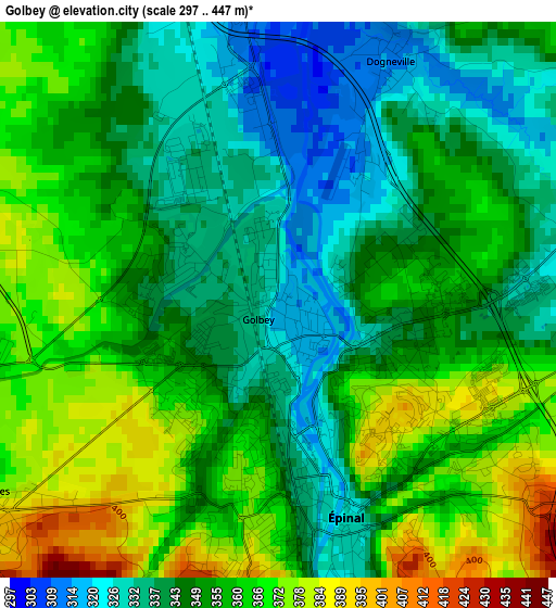 Golbey elevation map