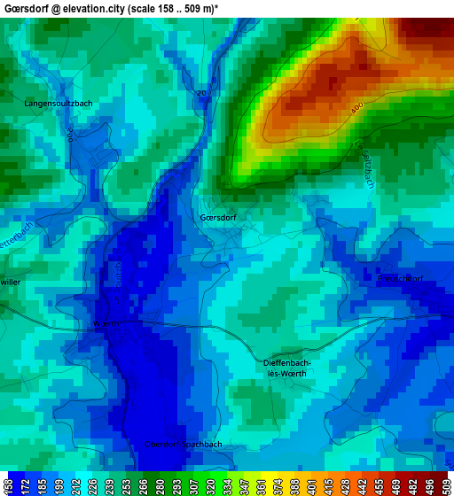 Gœrsdorf elevation map