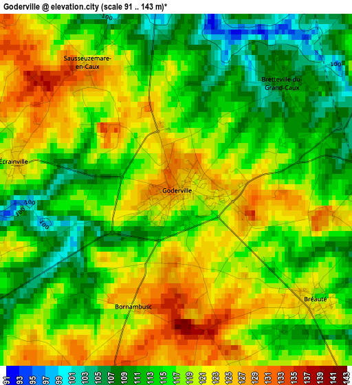 Goderville elevation map