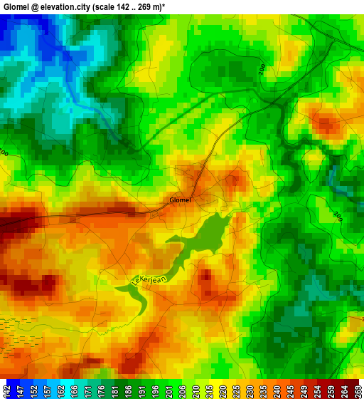 Glomel elevation map