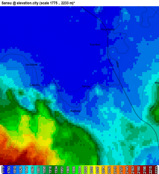 Sarısu elevation map