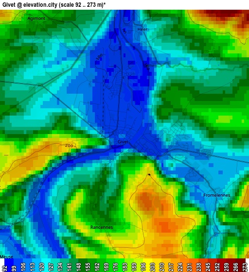 Givet elevation map