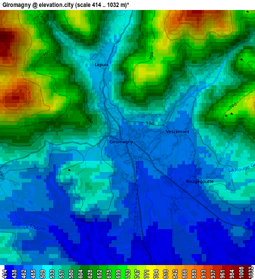 Giromagny elevation map