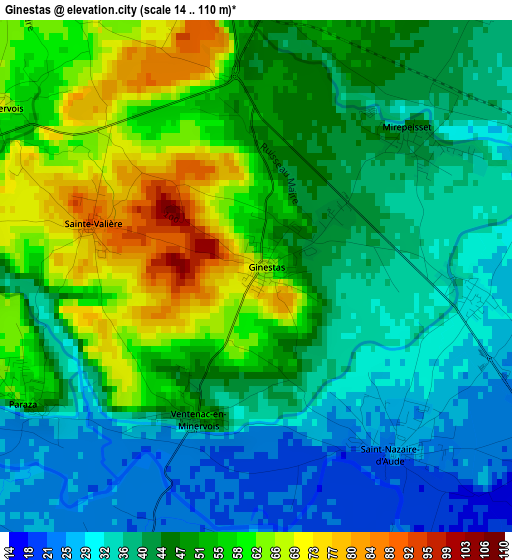 Ginestas elevation map