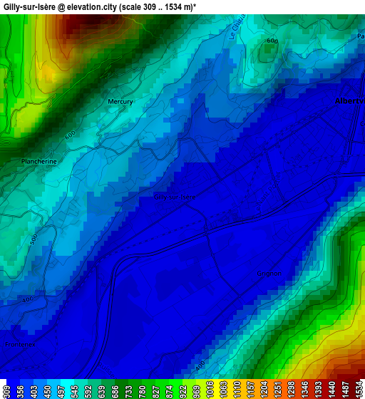 Gilly-sur-Isère elevation map