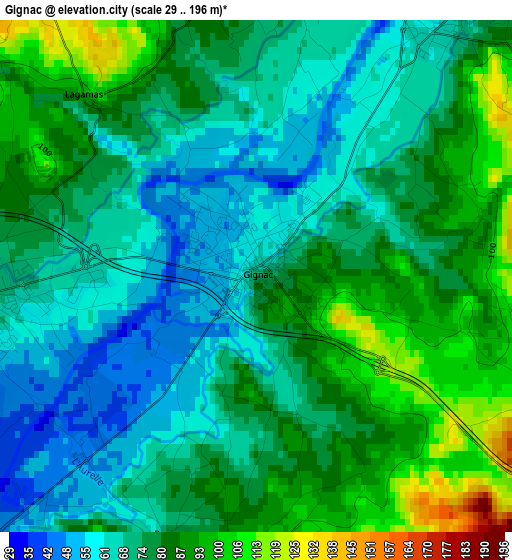 Gignac elevation map