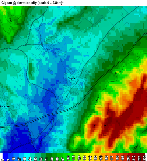 Gigean elevation map