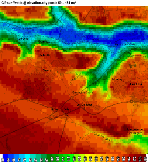 Gif-sur-Yvette elevation map