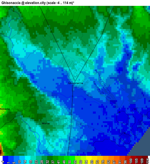 Ghisonaccia elevation map
