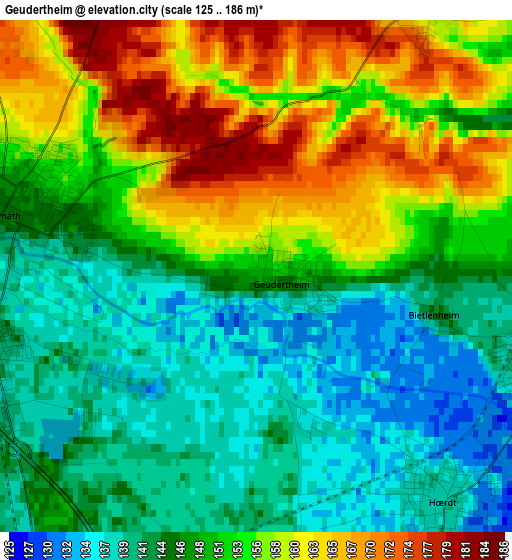 Geudertheim elevation map