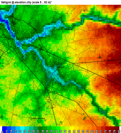 Gétigné elevation map