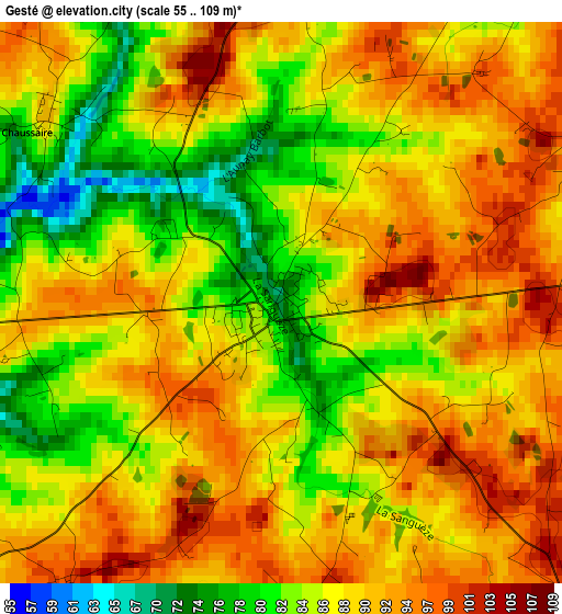 Gesté elevation map