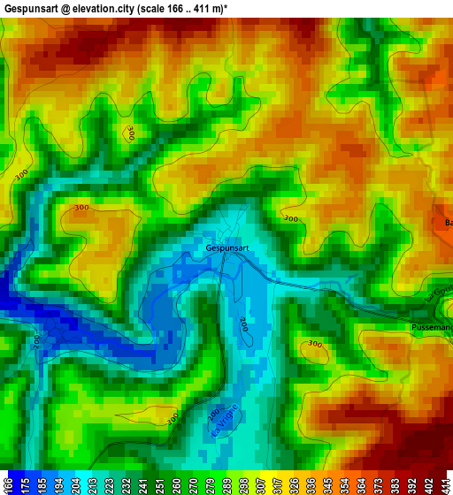 Gespunsart elevation map