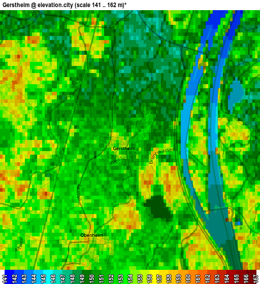 Gerstheim elevation map