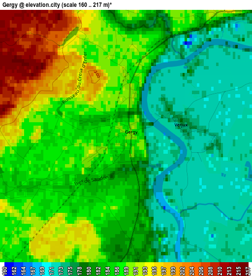 Gergy elevation map