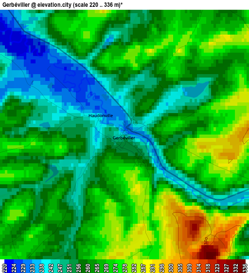 Gerbéviller elevation map