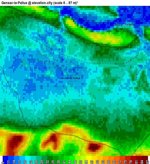 Gensac-la-Pallue elevation map