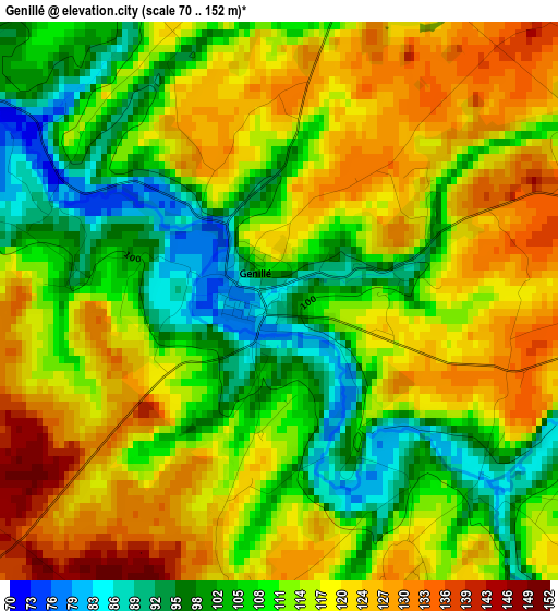 Genillé elevation map