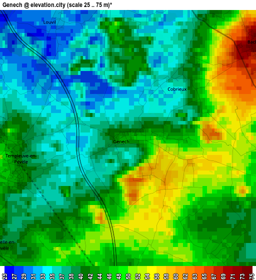 Genech elevation map