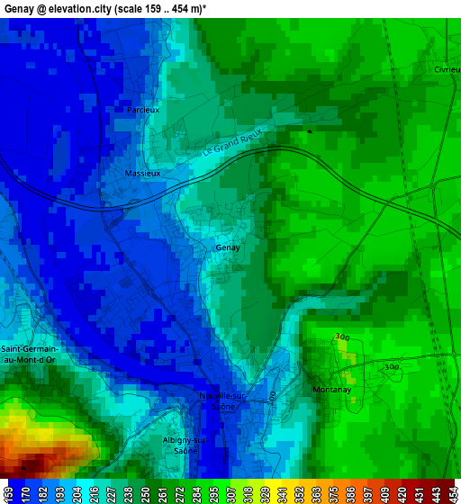 Genay elevation map