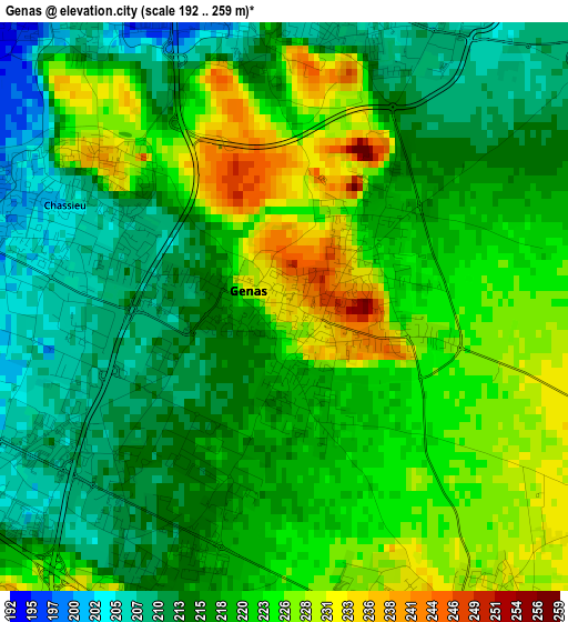 Genas elevation map