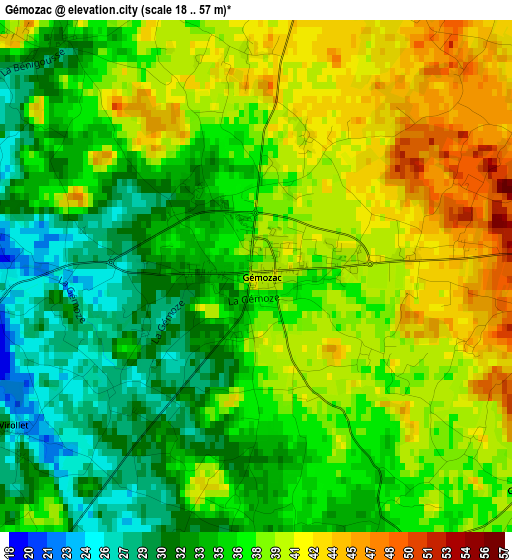 Gémozac elevation map