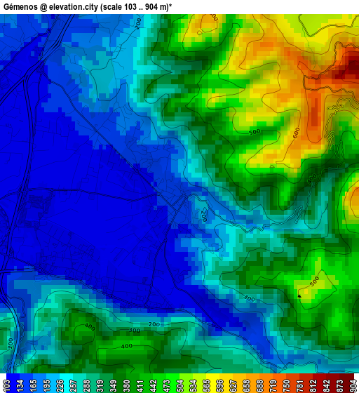 Gémenos elevation map