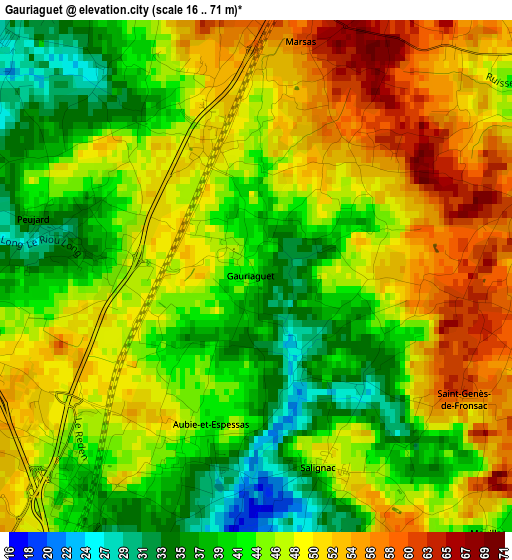 Gauriaguet elevation map