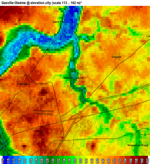 Gasville-Oisème elevation map