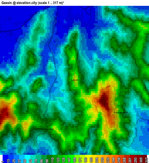 Gassin elevation map