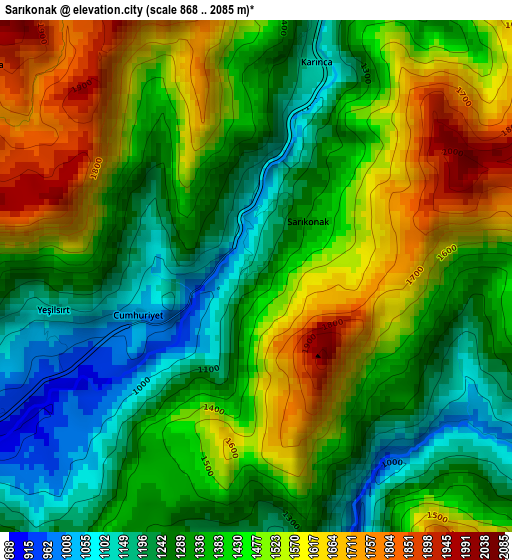 Sarıkonak elevation map