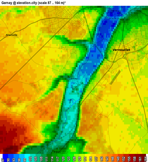 Garnay elevation map