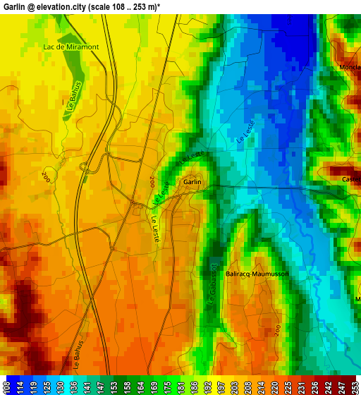 Garlin elevation map