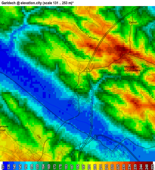 Garidech elevation map