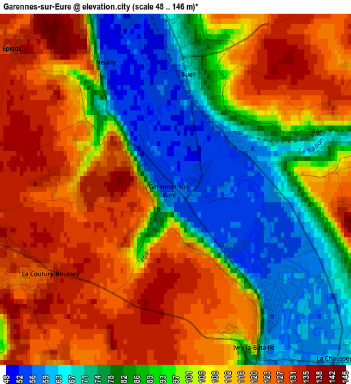 Garennes-sur-Eure elevation map