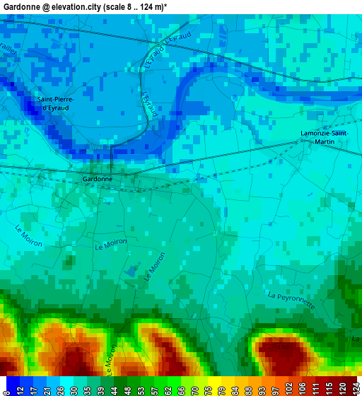 Gardonne elevation map